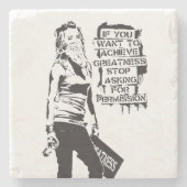 バンクシもしーはブラックの偉大さを達成したい ストーンコースター (正面)