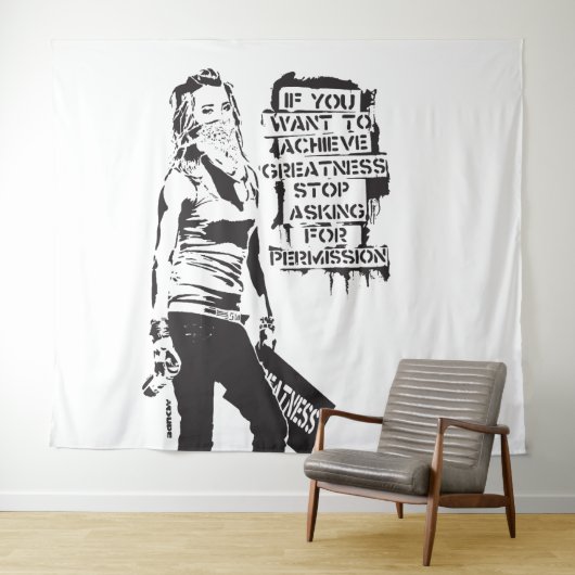 バンクシもしーはブラックの偉大さを達成したい タペストリー (インサイチュ(横))