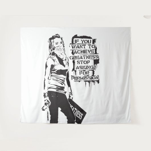 バンクシもしーはブラックの偉大さを達成したい タペストリー (正面(横))