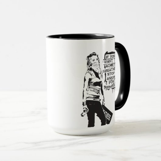 バンクシもしーはブラックの偉大さを達成したい マグカップ (正面右)