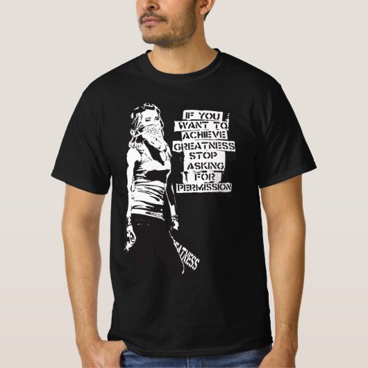 バンクシもしーはブラックの偉大さを達成したい Tシャツ (正面)