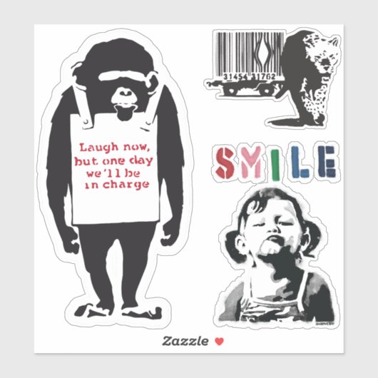 バンクシーグランジグラフィティビニール笑いステッカーセット シール (シート)