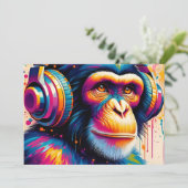 バンクシー DJ モンキー ゴリラ チンパンジー アート プリント 招待状 (スタンド正面)