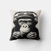 バンクシーDJモンキーゴリラチンパアートプリント クッション (裏面)