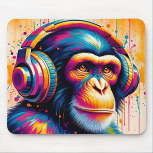 バンクシーDJモンキーゴリラチンパアートプリント マウスパッド