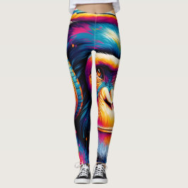 バンクシーDJモンキーゴリラチンパアートプリント レギンス