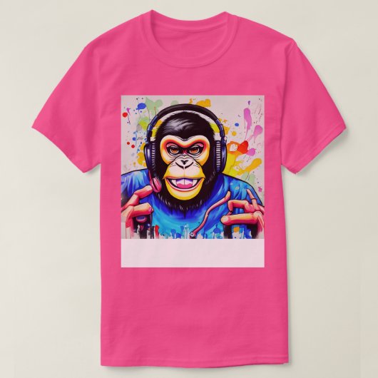 バンクシーDjモンキー Tシャツ (デザイン正面)