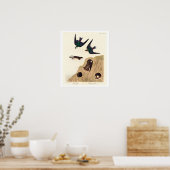 バンクツバメとバイオレットグリーンツバメbyオードボン ポスター (キッチン)