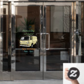 バンクラシックカートゥーンイラストレーション ウィンドウサイン (オフィスドア)