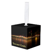 バンクーバーのクリスマスのオーナメントのパーソナライズな記念品 キューブオーナメント (正面アングル)