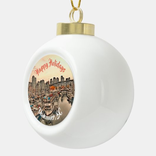 バンクーバーのクリスマス装飾 セラミックボールオーナメント (右)