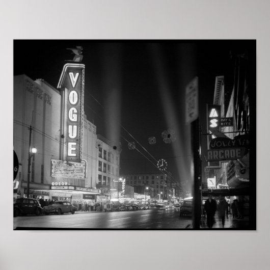 バンクーバーのスポットライトで夜のヴォーグ劇場 ポスター (正面)