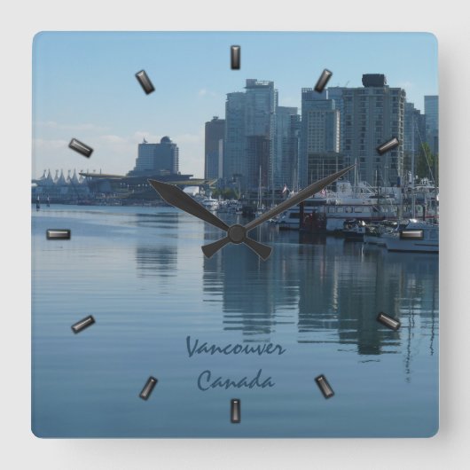 バンクーバーの時計のパーソナライズなバンクーバーの柱時計 スクエア壁時計 (正面)
