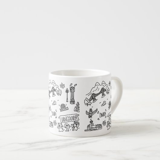 バンクーバーの白黒かわいいコーヒー・マグ エスプレッソカップ (正面右)