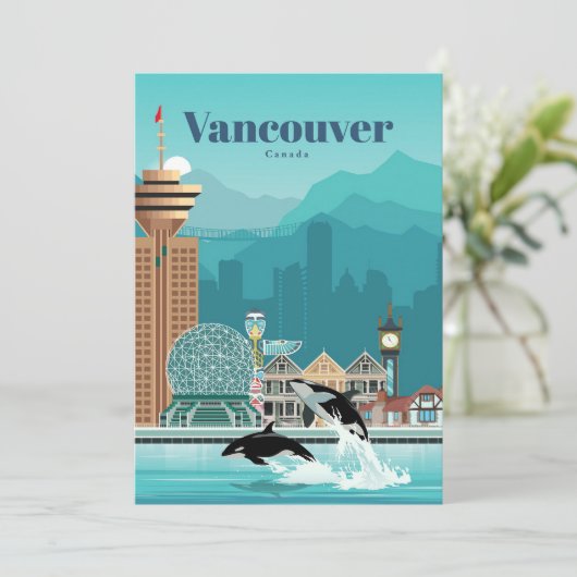 バンクーバーへの旅行アート サンキューカード (スタンド正面)