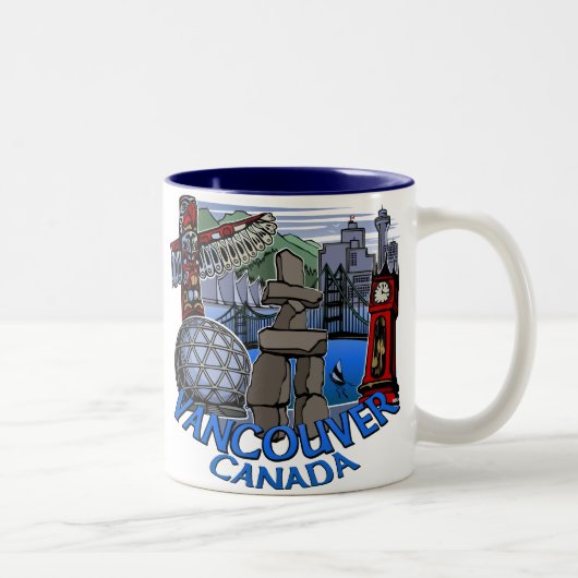 バンクーバーカナダのコーヒーカップマグ及びガラス ツートーンマグカップ (右)