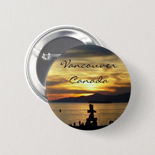 バンクーバーカナダの記念品は陸標のギフトにボタンをかけます 缶バッジ (正面&裏面)