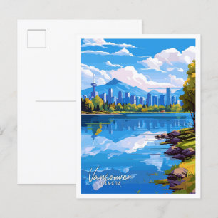 バンクーバーカナダアートヴィンテージ旅行イラストレーション ポストカード