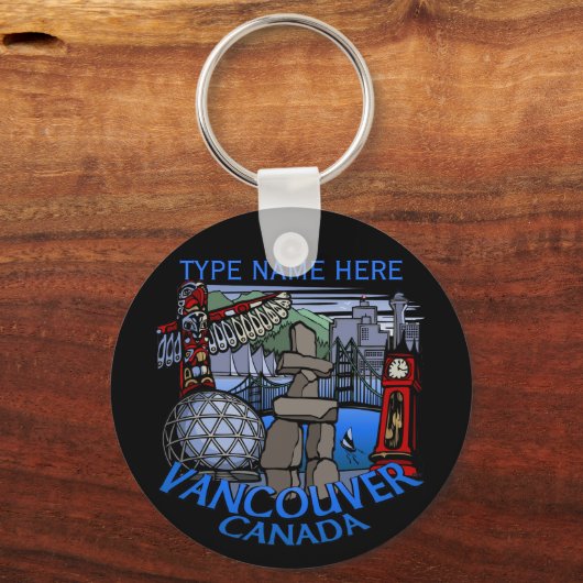 バンクーバーカナダキーチェーンパーソナライズされたお土産 キーホルダー (正面)