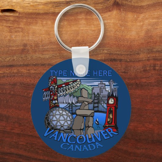 バンクーバーカナダキーチェーンパーソナライズされたお土産 キーホルダー (正面)
