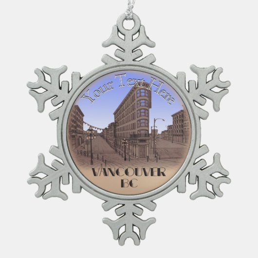 バンクーバーカナダクリスマスオーナメント パーソナライズされた スノーフレークピューターオーナメント (正面)