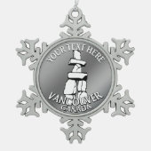 バンクーバーカナダクリスマスオーナメント パーソナライズされた スノーフレークピューターオーナメント (正面)