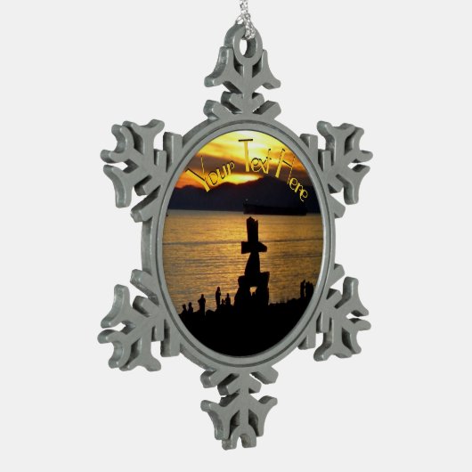 バンクーバーカナダクリスマスオーナメント パーソナライズされた スノーフレークピューターオーナメント (左)