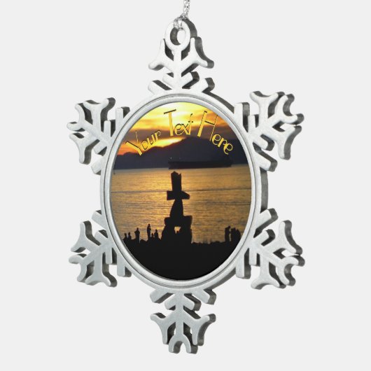 バンクーバーカナダクリスマスオーナメント パーソナライズされた スノーフレークピューターオーナメント (右)