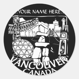 バンクーバーカナダスティッカートーテムポールランドマークタムアート ラウンドシール