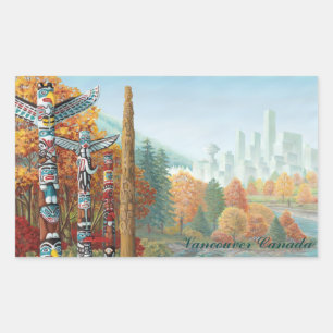 バンクーバーカナダステッカーズランドマーキングスドメーヌメントアート 長方形シール