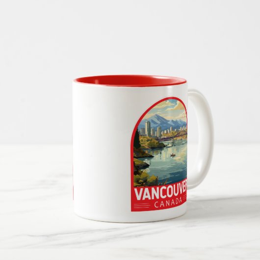 バンクーバーカナダトラベルアートヴィンテージ ツートーンマグカップ (正面右)