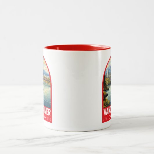 バンクーバーカナダトラベルアートヴィンテージ ツートーンマグカップ (中央)