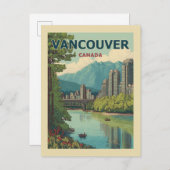 バンクーバーカナダトラベルアートヴィンテージ ポストカード (正面/裏面)