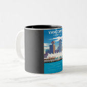 バンクーバーカナダヴィンテージミニマル旅行ポスター ツートーンマグカップ (正面左)