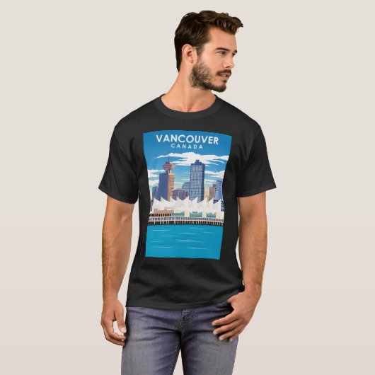 バンクーバーカナダヴィンテージミニマル旅行ポスター Tシャツ (正面フル)