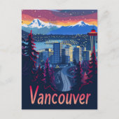 バンクーバーカナダヴィンテージレトロ旅行イラストレーション ポストカード (正面)