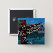 バンクーバーカナダ土産ボタントーテムポールアート 缶バッジ (正面&裏面)