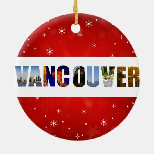バンクーバーカナダ旅行写真クリスマス セラミックオーナメント (裏面)