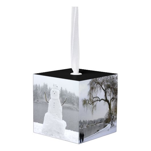 バンクーバークリスマスオーナメントパーソナライズされた土産 キューブオーナメント (裏面アングル)