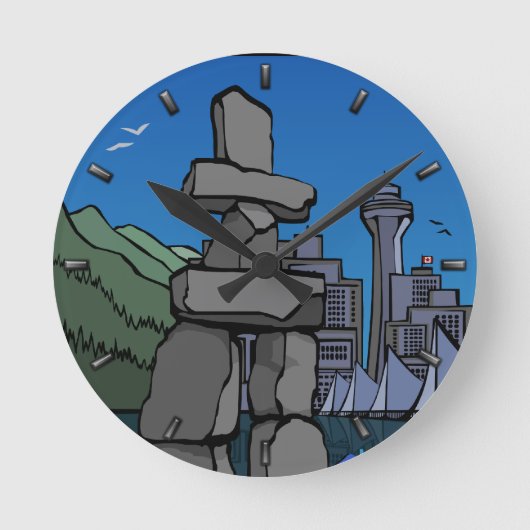 バンクーバークロックギフトバンクーバー土産用時計 ラウンド壁時計 (正面)