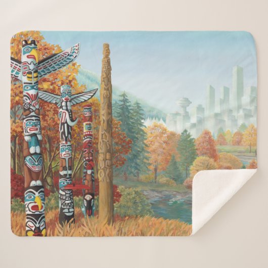 バンクーバーシェルパブランツトーテムアートブランケット シェルパブランケット (正面(横))