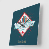 バンクーバースカイラインブリティッシュコロンビアレトロカナダ スクエア壁時計 (傾斜)