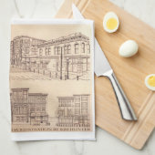 バンクーバータオオルガスタウン美術土産茶タオル キッチンタオル (四つ折り)