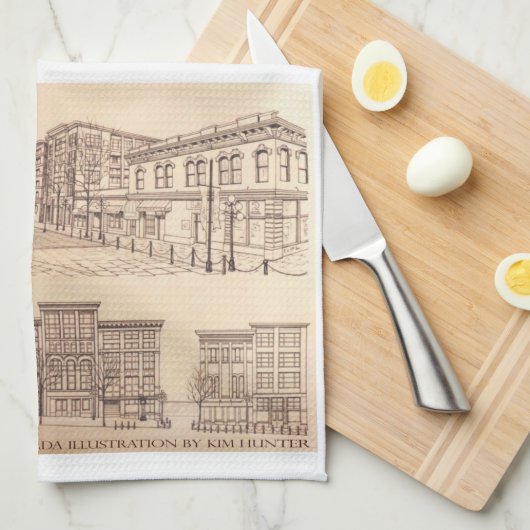 バンクーバータオオルガスタウン美術土産茶タオル キッチンタオル (四つ折り)