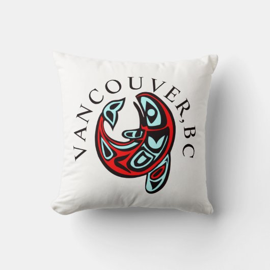 バンクーバーハイダオルカトーテムタトゥーキラークジラ クッション (正面)