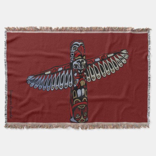 バンクーバーブランケットバンクーバートーテムポールお土産 スローブランケット (正面)