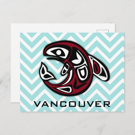 バンクーバーブリティッシュ航海のコロンビアオルカホエールアート ポストカード (正面/裏面)