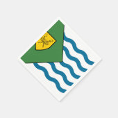 バンクーバー国旗、ブリティッシュコロンビア スタンダードカクテルナプキン (角)