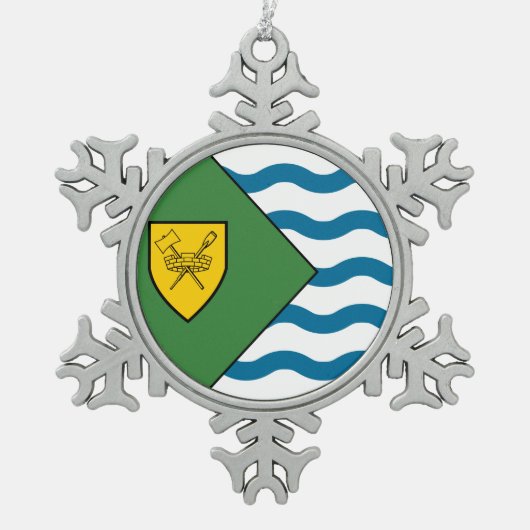 バンクーバー国旗、ブリティッシュコロンビア スノーフレークピューターオーナメント (正面)