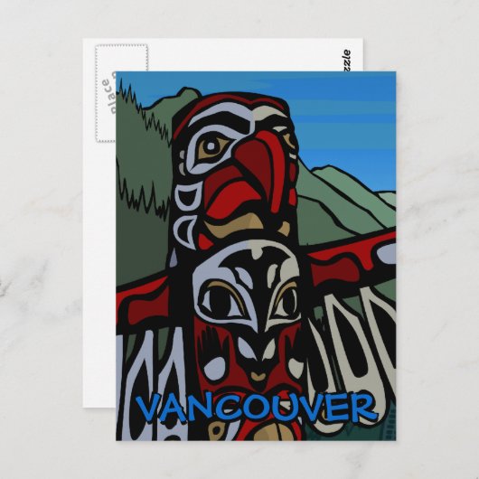 バンクーバー土産はがきトーテムポールランドマーク ポストカード (正面/裏面)